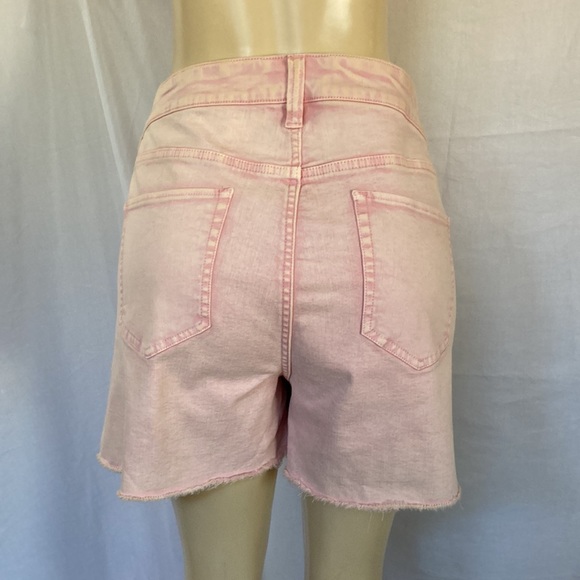 AVA & VIV Jeans MIDI Shorts Women’s Plus Size 18W Pink Tie Dye Frayed Hems NWOT - Picture 3 of 6